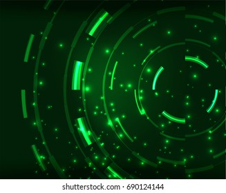 Neon green circles vector abstract pattern background