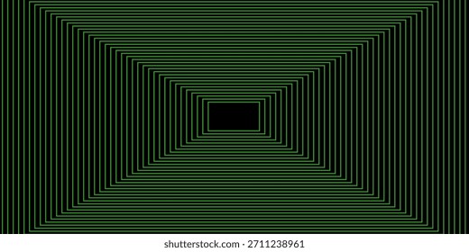 Neon green flat wireframe grid. Vanishing checkered floor and ceiling concept. Horizontal chessboard planes fading in perspective. Top and bottom lattice surface background. Abstract vector 