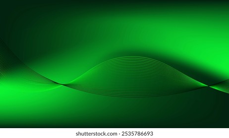 Fondo abstracto de malla degradada verde neón decorado con líneas mezcladas onduladas agradable para el Fondo de pantalla, el Anuncio o la tarjeta