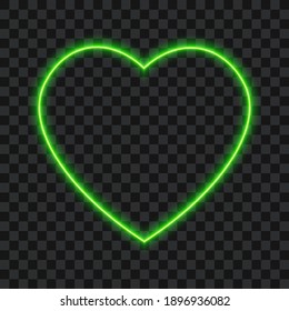 Neon Green Heart, Vector Illustration.