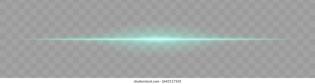 Feixe de luz horizontal verde neon com bordas macias e aura brilhante no fundo transparente. Um pulso de energia elegante perfeito para UIs de ficção científica, HUDs ou transições de luz digital.