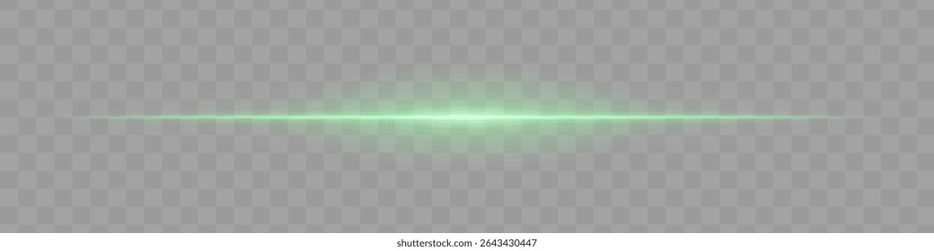 Neon green horizontal light beam with soft edges and glowing aura on transparent background. A sleek energy pulse perfect for sci-fi UIs, HUDs, or digital light transitions.