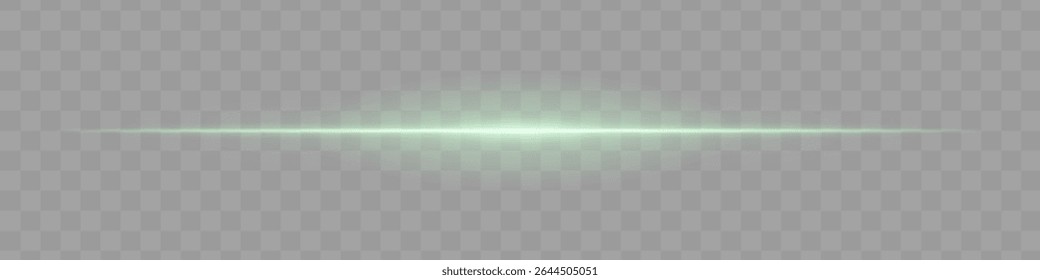 Neon green horizontal light beam with soft edges and glowing aura on transparent background. A sleek energy pulse perfect for sci-fi UIs, HUDs, or digital light transitions.