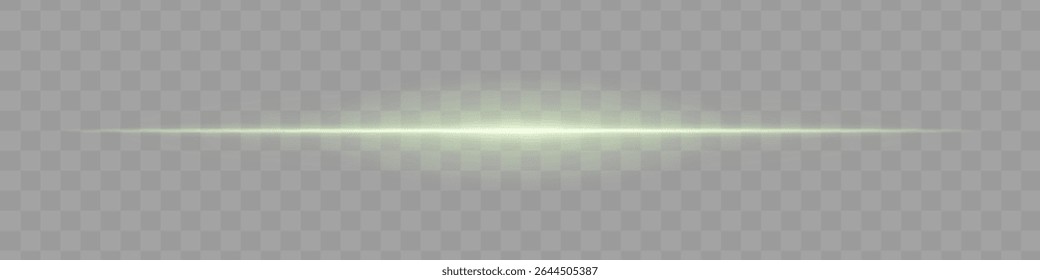 Neon green horizontal light beam with soft edges and glowing aura on transparent background. A sleek energy pulse perfect for sci-fi UIs, HUDs, or digital light transitions.