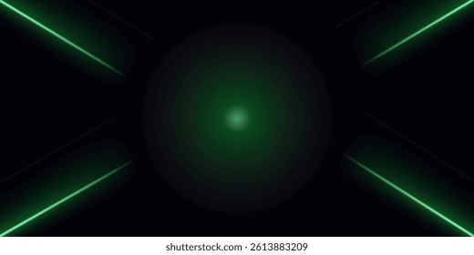 Neon green horizontal speed lines. Laser lines of light. Horizontal neon light. Glowing stripes. Laser beams. light lines of movement and speed in neon color concept