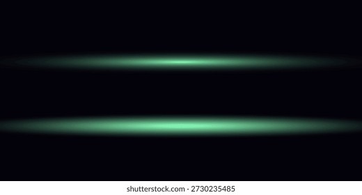 Líneas de velocidad Horizontal verde neón. Líneas de luz láser. Horizontal luz de neón. Rayas brillantes. Rayos láser. líneas de luz de movimiento y velocidad en color neón. Un hermoso destello de luz y chispas.