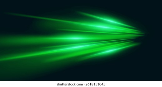 Neongrünes Licht. Leichte Geschwindigkeitsspur.