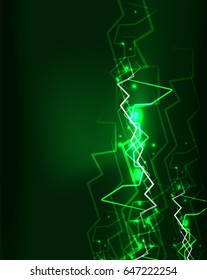 Neon green lightning vector background template
