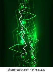 Neon green lightning vector background template