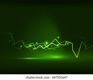 Neon green lightning vector background template