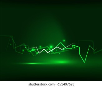 Neon green lightning vector background template