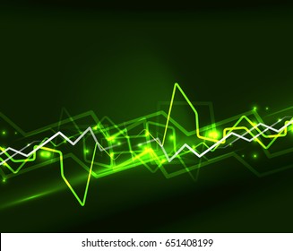 Neon green lightning vector background template