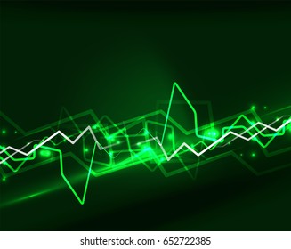 Neon green lightning vector background template