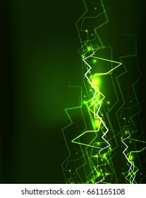 Modelo de plano de fundo do vetor de relâmpago verde néon
