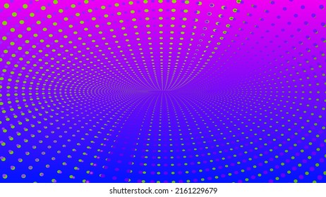 Neon green and purple dots on blurred blue pink color gradient vector background. Template for device, ads, mobile app. Digital screen. Luxury art banner. NFT card. Cover design. Metaverse. Cyberspace
