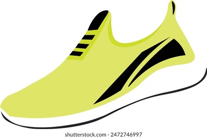 Neon green running shoe vector