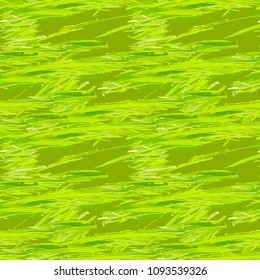 Neon green seamless pattern with imitayion of grass. Unusual UFO camouflage, summer urban camo, textile repeat print, fresh background, bright backdrop or wallpaper, flora disign.