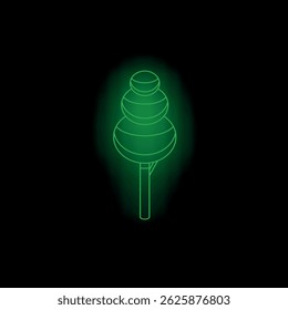 Neon green tree glowing on a dark background, symbolizing the fusion of nature and technology
