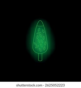 Neon green tree losing its leaves on dark background, representing autumn or nature conservation