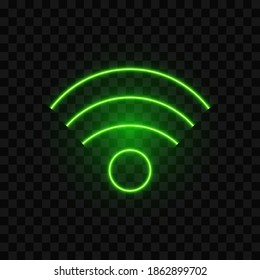 Neon green wifi sign, vector illustration.