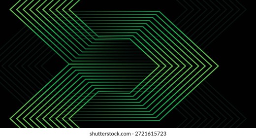 Neon Green Zig Zag Geometrische Linien auf schwarzem Cyberpunk-Hintergrund
