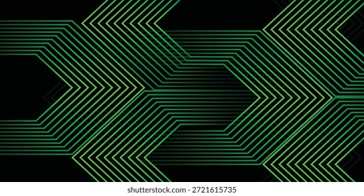 Neon Green Zig Zag Geometrische Linien auf schwarzem Cyberpunk-Hintergrund
