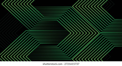 Neon Green Zig Zag Geometrische Linien auf schwarzem Cyberpunk-Hintergrund