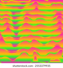 Neon Green-Pink Waves seamless pattern
