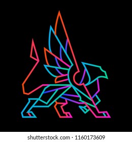 Neon Griffon on a black background