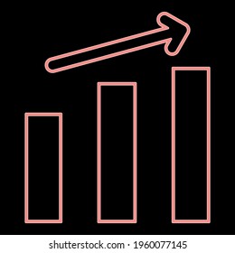 Neon growth chart the red color vector illustration flat style image