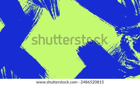 Neon Grunge Background with Bright Blue Brush Stroke. Vibrant distressed texture. Dark wallpaper with rough ink brushstroke pattern. Vintage edgy stain punk style. Vector illustration