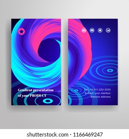 Neon gyre. Set of two vector vertical business cards. Place for your text.