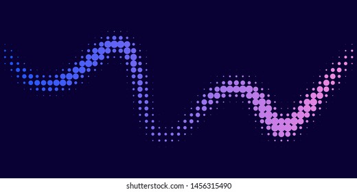 Neon halftone abstract background. Luminous Gradient  futuristic pattern, vector music cover design 