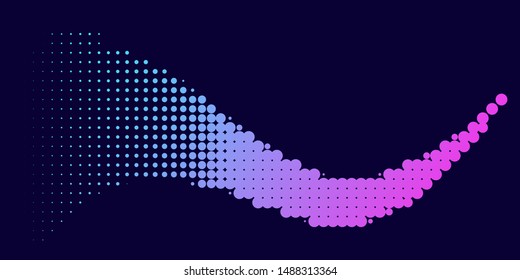 Neon halftone abstract background. Luminous Gradient  futuristic pattern, vector music cover design, concept of invitation to the disco club.