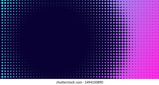 Neon halftone abstract background. Luminous Gradient  futuristic pattern, vector music cover design, concept of invitation to the disco club.
