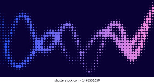 Neon halftone abstract background. Luminous Gradient  futuristic pattern, vector music cover design, concept of invitation to the disco club.