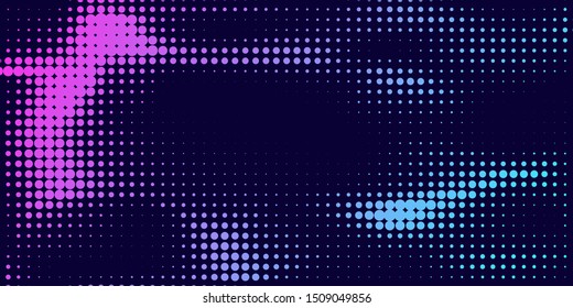 Neon halftone abstract background. Luminous Gradient  futuristic pattern, vector music cover design, concept of invitation to the disco club.