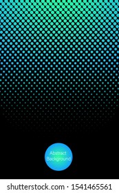 Neon halftone abstract flyer design, vector illustration. Glowing futuristic pattern, black cover, disco club invitation concept.