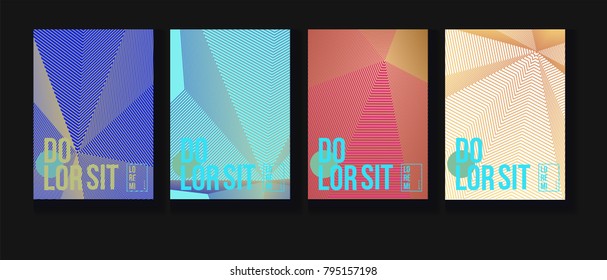 Neon Halftone Covers Set. Creative Corporate Identity Design. Futuristic Pattern, Fluid Business Backgrounds. Halftone Minimal Presentation Covers. Vector Iridescent Party Poster Design.