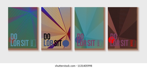 Neon Halftone Covers Set. High-tech Corporate Identity. Futuristic Pattern, Abstract Business Backgrounds. Halftone Minimal Presentation Covers. Neon Colored Lines, Bright Hipster Design.