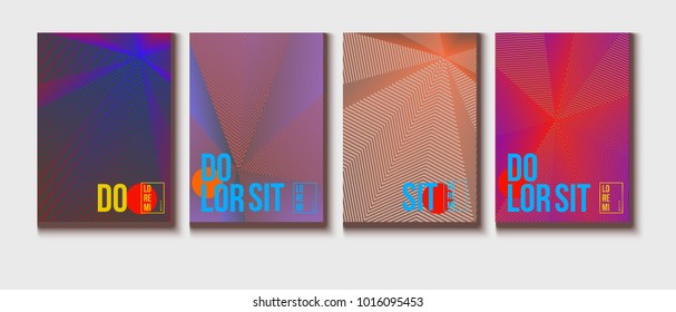 Neon Halftone Covers Set. Modern Blend Funky Corporate Identity. Futuristic Abstract Geometric Business Backgrounds. VIP Cool Halftone Minimal Covers. Neon Colored Iridescent Print Design.