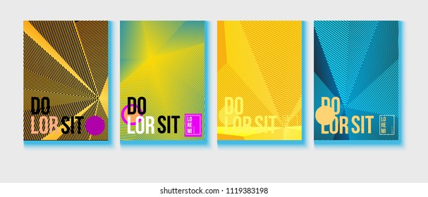 Neon Halftone Covers Set. Simple Corporate Identity Design. Futuristic Posters, Geometric Business Backgrounds. VIP Cool Halftone Minimal Covers. Neon Colored Iridescent Print Design.