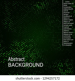 Neon halftone pattern background. Abstract halftone texture with dots. Green minimal abstract background for website, cover, poster, booklet.