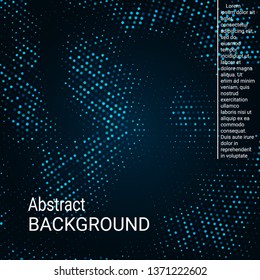 Neon halftone pattern background. Abstract halftone texture with dots. Blue minimal abstract background for website, cover, poster, booklet.