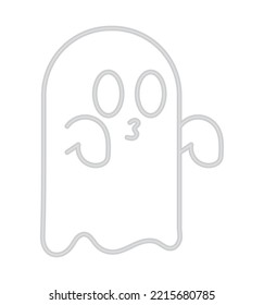 neon halloween ghost icon on white background