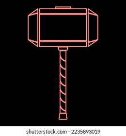 Estilo plano de la imagen de la ilustración del vector de color rojo de neón