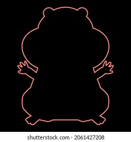 Neon Hamster Silhouette Red Color Vector Illustration Flat Style Light Image