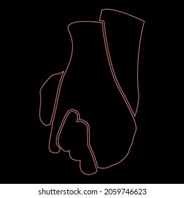 Neon hand holding another hand sign of love icon black color in circle outline vector illustration red color vector illustration flat style light image