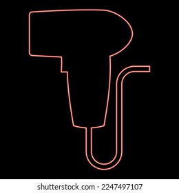 Neon hand scanner barcode held red color vector illustration image flat style light