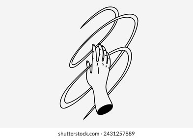 Neon, Hand, Spirale, Doodle Vektor-Bild